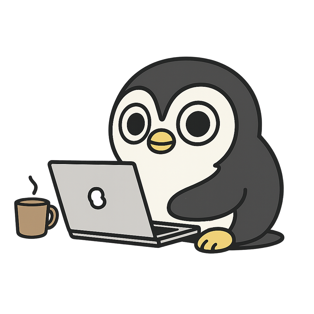 Penguin with laptop illustration
